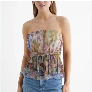NWT Express Floral Strapless Top
